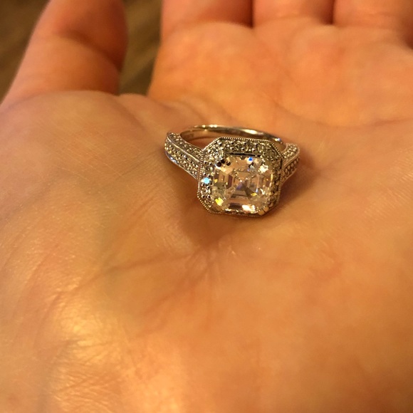 Gabriel & Co. Asscher Cut 14K White Gold Ring - Picture 3 of 13